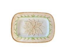 FITZ & FLOYD Classic Le Canard Leaf Platter Decorative Autumn Fall Tan Green picture