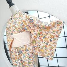 Japanese Washable Kimono Synthetic Fiber Floral Pattern Beige Bingata Style picture