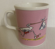 Vintage Enesco Imports Co. BEARD & MCKIE 1985 Pink Stork ba.by Coffee Cup picture