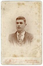 CIRCA 1890'S CABINET CARD Dashing Young Man Suit Tie Burkholder Mt. Vernon, OH picture