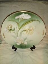 porcelain antique rs prussia art nouveau floral hp cake handle tray platter dish picture