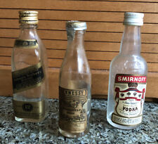 3 Vtg 1940s-80s  Empty Miniature  Bottles Hennessey Johnny Walker Black Smirnoff picture