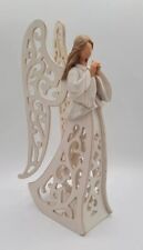 Beautiful Carved Painted Wood Resin Statue Angel Praying 12