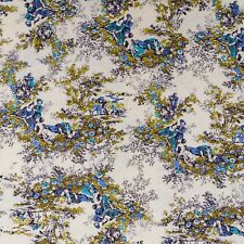 Vintage French Country Toile Cotton/Rayon Sateen Fabric | 2.14 yds. x  36 in. picture
