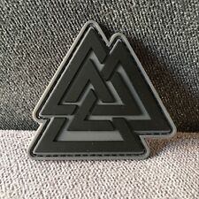 PVC Rubber Valknut Triangle Odin Viking Pagan Symbol Hook Patch Fastener Badge picture