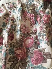 Antique French Roses Wisteria Floral Cotton Fabric Valance- Rose Pink Turquoise picture