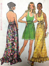 1970 HALTER TOP MAXI MINI Sun Dress Pattern Ruffled Simplicity 5683 Sz10 UNCUT picture