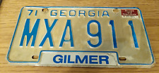 Vintage 1971- 1975 Georgia Gilmer County License Plate RAT ROD  FORD CHEVY DODGE picture