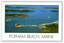 c1950's Aerial View Showing Beach and Ft. Popham, Popham Beach ME Postcard picture