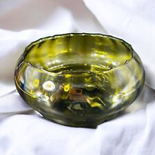Vintage Empoli Italian Glass Large Bowl Dish Centerpiece Hand Blown Green Italy picture
