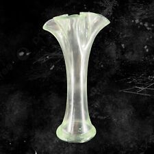 Vintage 1980s Art Glass Swung Glass Vase With Ruffled Top Old Glass Vase VTG picture