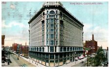 Vintage Postcard 1910 Rose Building Cleveland Ohio Trolley People Birds EyeH2-40 picture