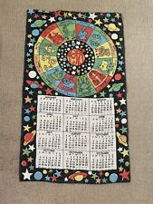 Vintage 1971 Linen Zodiac Calendar Tea  Towel  Astrological Signs picture
