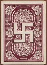 Playing Cards Single Card Old 1912 Antique Wide * GOOD LUCK SWASTIKA Horseshoe S picture
