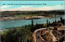 WASHINGTON Postcard Long-Bell Lumber Manufacturing Plants LONGVIEW Old Car JA32 picture