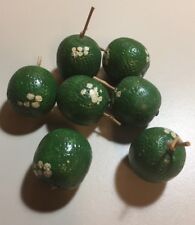 Vintage Folk Art Hand Painted Wooden Mini Lime Pieces Set Of 7 picture