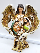 HOLY FAMILY  Guardian Angel Wings 7” Nativity Statue Mary Joseph Baby Jesus picture