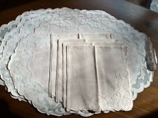Vintage Set Of 4 Pale Pink Linen And Organza Placemats And Napkins picture