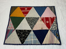 Vintage Antique Patchwork Quilt Table Topper, Triangles, Early Calicos, Multi picture