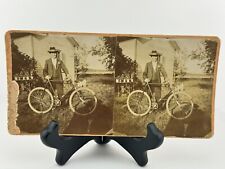 1898 W.R Deverman Bicycle Outside Antique Vintage Stereoscope Card picture