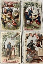 🔥1889 Original French KEMMERICH DIE CUT Ad Trade Cards Paris Vintage 4 Card Lot picture