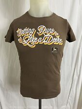 John Deere, Nothing Runs Like a Deere Brown Women's T-Shirt Size Med Retro-Style picture