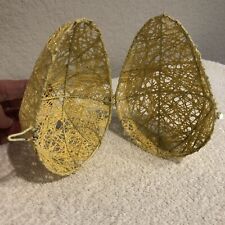 Hinged Easter Egg Wire Frame Covered With Stiffened String and Glitter 5”x4” picture