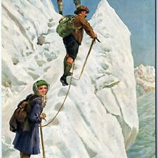 c1910s Marke Egemes Mountaineering Mountain Climbing Alpinism Painting PC A153 picture