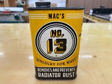 VINTAGE MAC'S NO. 13 REMOVES AND PREVENTS RADIATOR RUST 1 PINT~ EMPTY METAL CAN picture