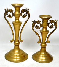 Set of Two Vintage Brass Candlestick Holders 10 1/2