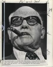 1974 Press Photo AFL-CIO President George Meany smoking cigar in Washington picture