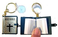 6 MINI GOLD BIBLE KEY CHAINS religious book small novelty keychain magnifer picture