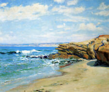 Dream-art Oil painting Guy_Rose-La_jolla_beach seascape seaside with ocean waves picture