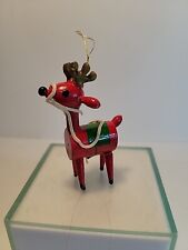 R. Dakin Wood Christmas Ornament Red  Reindeer  picture