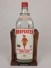 Vtg The Beefeater Gin Gallon Bottle w/ Wood Tilt Pourer Cradle Barware Bar Decor picture