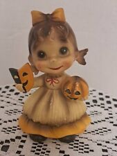 Vintage Josef Originals Wee Folks Halloween October Girl Pumpkin Mask Figurine picture