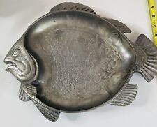 Vintage Metal Tray Fish Detailed Scales 10 X 14 In Trinket India Solid Weight picture