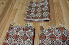 Vintage 70's Cafe Curtains NWOT Orange Brown And Tan Medallion Floral 3 Pieces  picture