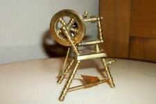 VINTAGE ANTIQUE BRASS MINIATURE SPINNING WHEEL SALESMAN SAMPLE DOLLHOUSE MOVING picture