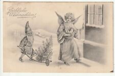 1913 German Christmas PC gnome w/ Christmas tree and angel picture