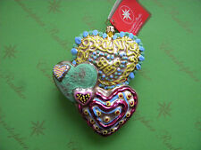 Valentine Christopher Radko Cookie Hearts Glass Ornament  picture