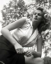 Anita Ekberg 1950's portrait in sleeveless white blouse 8x10 inch photo picture