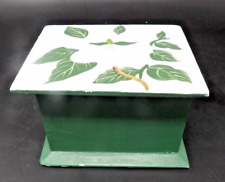 Vintage World Bazaar Green Wood Box Magnolia Hinged Lid 6