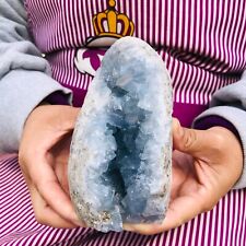 1500G HUGE Natural Blue Celestite Crystal Geode Cave Mineral Specimen 681 picture