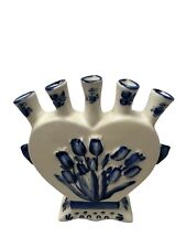 Vintage Delftware Royal Twickel Ter Steege bv Tulip Relief Five Finger Vase picture