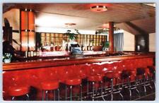 1955 SANTA CRUZ HOTEL CA COCKTAIL LOUNGE BAR ITALIAN DINNERS MCM RED POSTCARD picture