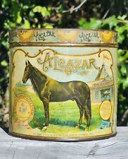Extremely Rare ALCAZAR Cigar Tobacco Tin Can Champion Race Horse Graphics picture