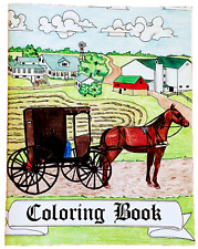 AMISH COLORING BOOK New Unused Unique Collectible Rare Color Books Animals Farms picture
