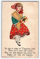 c1910's Christmas Schmucker Girl Fashion Gift Present Tuck's Antique Postcard picture