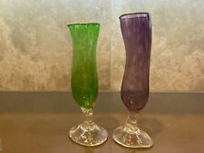 Vintage Dr. Suess Style Art Glass Vase Signed 1999 - Set of 2 picture